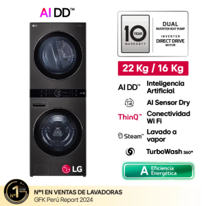WK22BS6 - Centro de Lavado 22/16kg Al Direct Drive Acero Negro LG