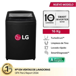 WT16OBVTB - Lavadora Automática Carga Superior Con TurboDrum™, Onyx Negro 16Kg LG