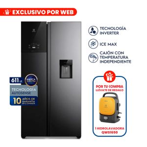 ERS65F2P5BB - Refrigeradora Side by Side Frost Free Inverter 611L Efficient con AutoSense Negro Electrolux