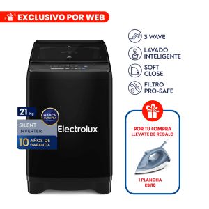 EWIJ21F2XSYB - Lavadora Carga Superior 21kg Efficient Silent Inverter Negra Electrolux