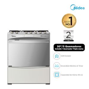 MGS30FS2LBBMSS-PE - Cocina De Pie Procook, 1 Horno, 5 Hornillas Acero Inox 30" Midea