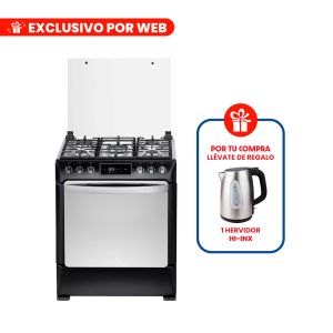 NIZA ZAFIRO - Cocina De Pie 1 Horno, Parrillas Hierro Fundido, Grill, Triple Llama, 5 Hornillas Negro 32 Indurama