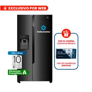 RI-799DHN - Refrigeradora Side By Side Negro 535 Lt Con dispensador de agua Indurama