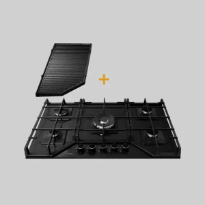 SOLCO060 - Encimera Vidrio Templado S-Collection A Gas 76cm + Parrilla Max Grill  SOLPAR001 Sole