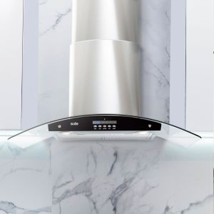 TURE63CO VENUS - Campana Decorativa Acero Inoxidable, 240 W, Vidrio 90 Cm Sole