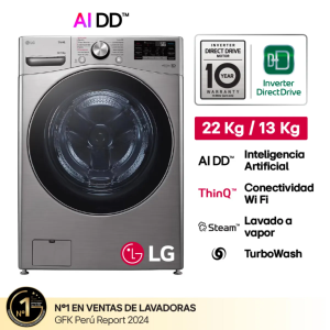 WD22VV2S6R - Lavaseca 22Kg Lavado/13Kg Secado, AI DD™, ThinQ Plateado LG